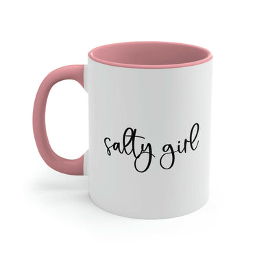 Salty Girl Ceramic Coastal Coffee Mug, 5 Colors Mugs New England Trading Co Pink
